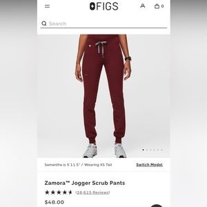 Figs Zamora Burgundy Scrub Pants XS petite